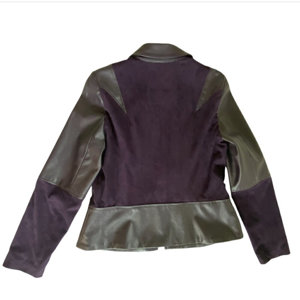 Conrad C Mixed Media Deep Plum Zip Up Faux Leather Jacket 10 - Picture 10 of 14